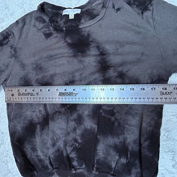 Anthropologie Eri + Ali Women's Tie Dye Sweatshirt Long Sleeve Tee Black Gray XS - Picture 7 of 9